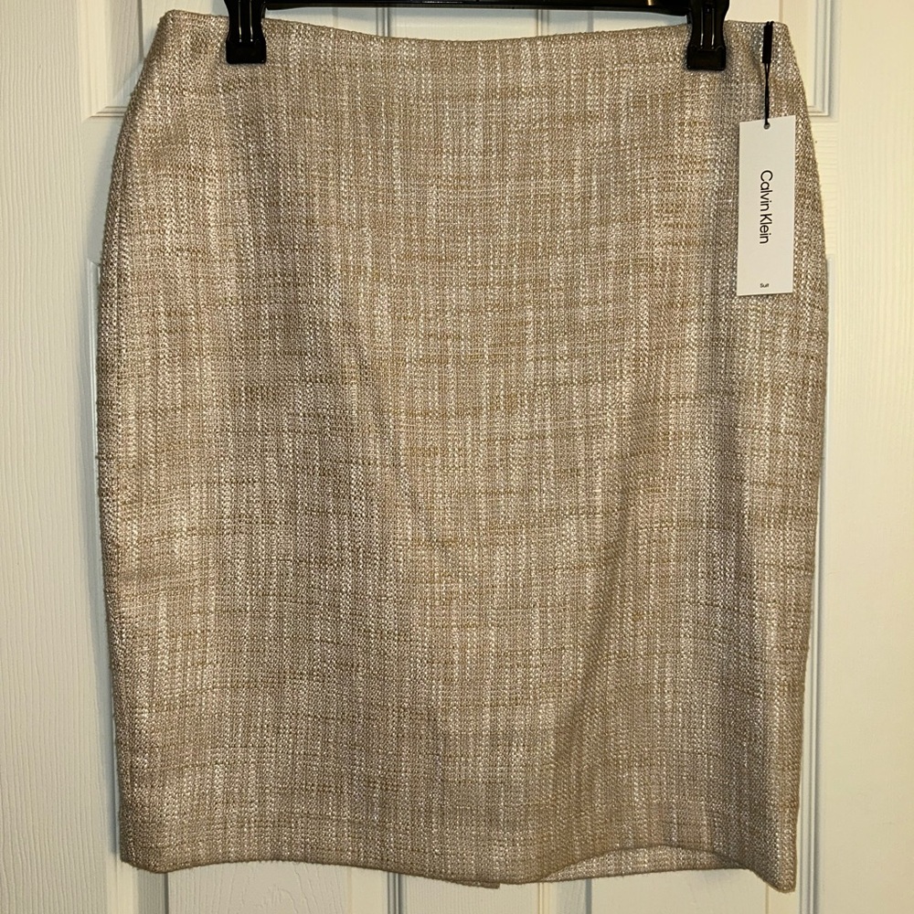 Calvin Klein Tan Pencil Skirt Knee-Length Professional
